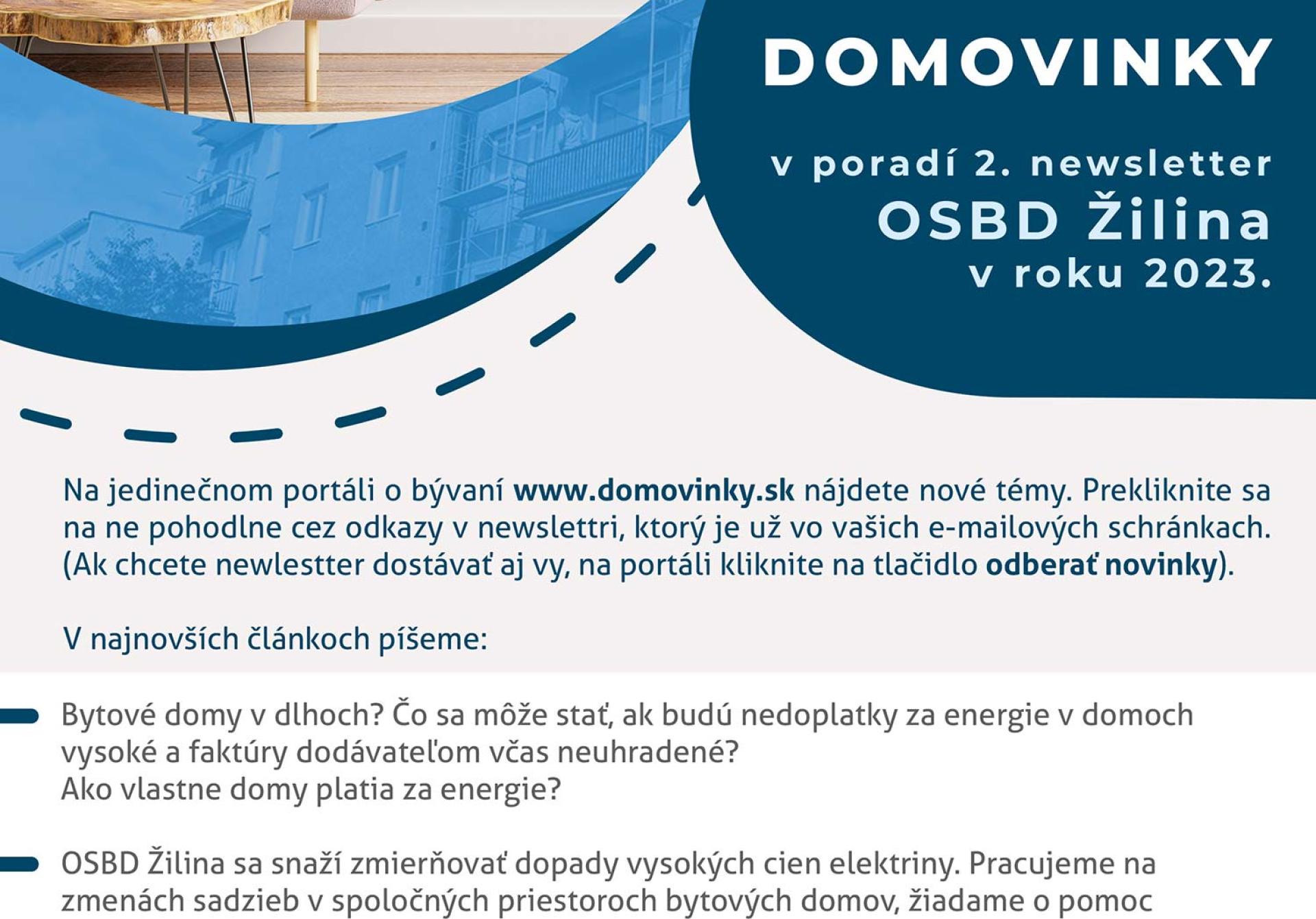 Domovinky - Novinky z OSBD Žilina 2/2023