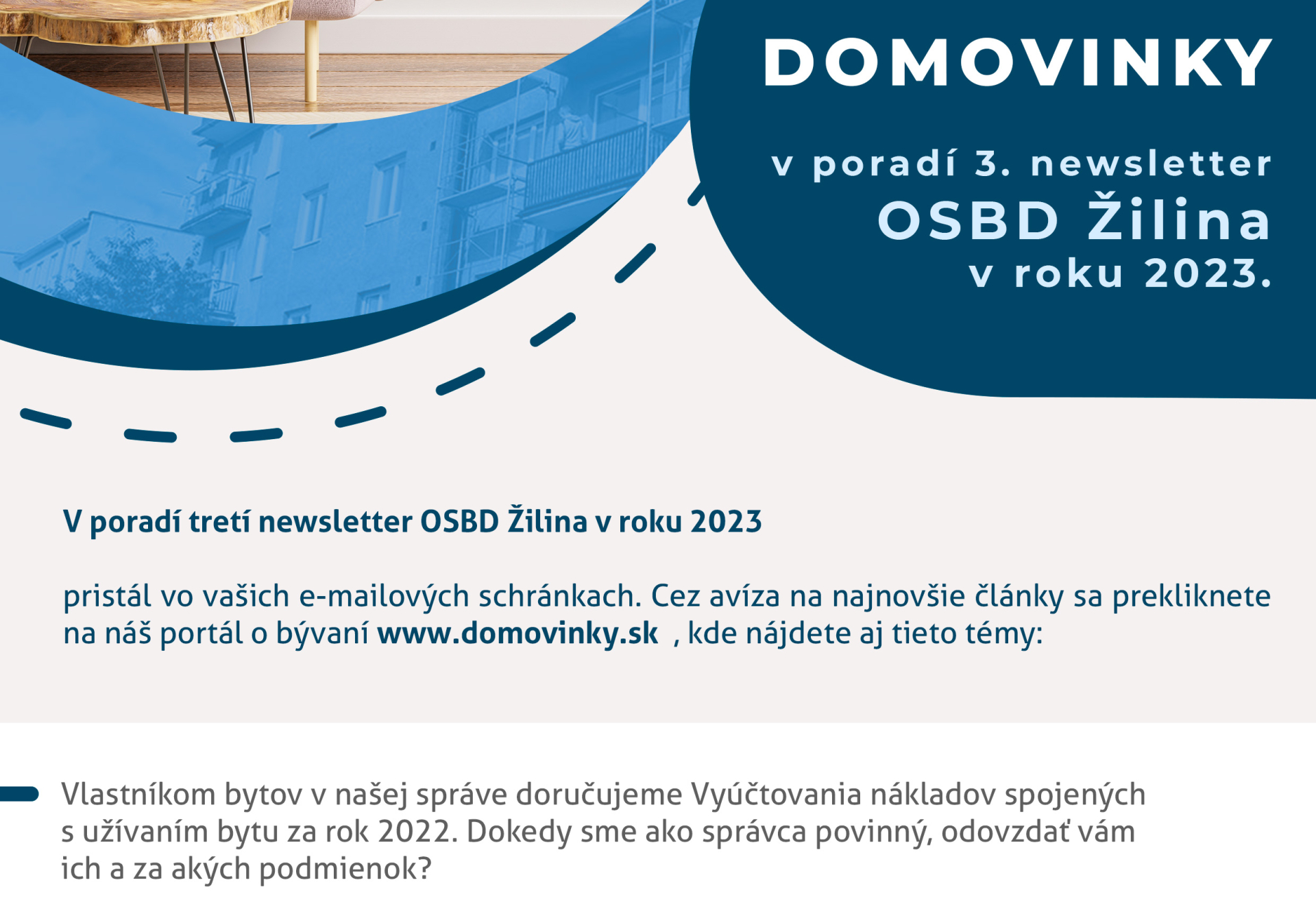 Domovinky - Novinky z OSBD Žilina 03/2023