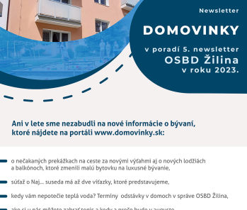 Domovinky - Novinky z OSBD Žilina 5/2023