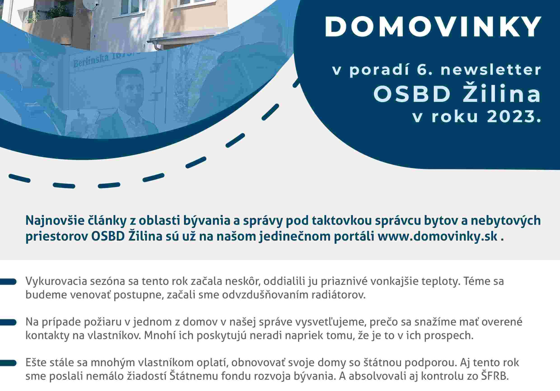 Domovinky - Novinky z OSBD Žilina 6/2023