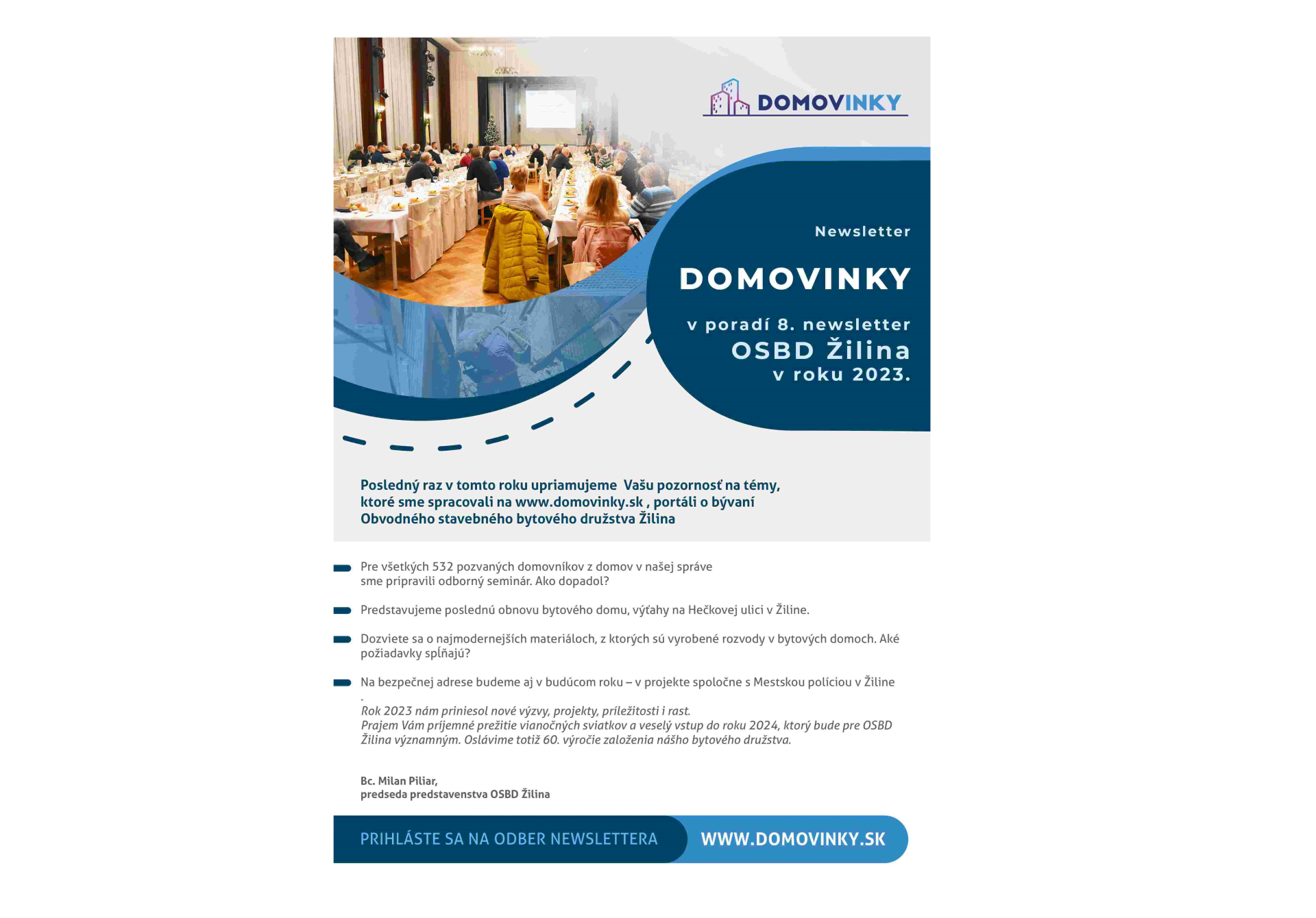 Domovinky - Novinky z OSBD Žilina 8/2023