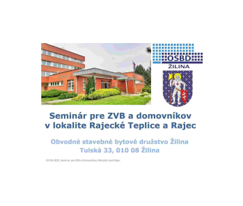 Seminár pre ZVB a domovníkov v Rajci